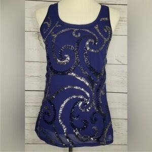 Express Navy Sequin Swirl Tank Top
